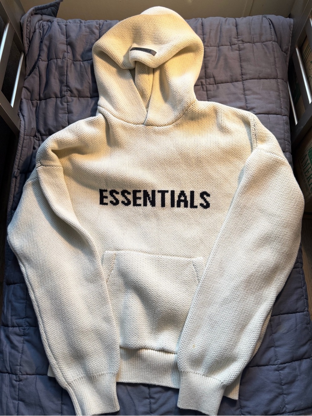 Essentials Cream Hoodie with Black ESSENTIALS Logo